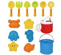 14 PCS Beach Toys, Beach Sand Toys for Kids, Collapsible Bucket and Spade Kids and Marine Animal Sand Moulds for Toddler Boys Girls, Spring, Summer Holiday