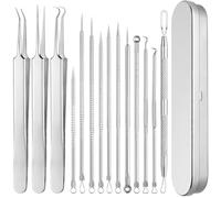 14 PCS Blackhead Remover Set, Pimple Popping Kit, Professional Blackhead Remover, Spot Popping Kit with Tweezers and Case, Stainless Steel Comedone Extractor Kit for Nose Face Care
