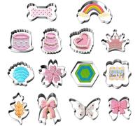 14 Pcs Bow Flower Cookie Cutter Set - Stainless Steel Cute Biscuit Cutter Shapes Baking Kit for Thanksgiving Biscuits, Christmas & Vegan Treats, Professional Biscuit Cutters