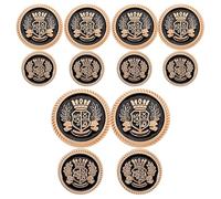 14 Pcs British Crown Metal Buttons for Coats and Vests, Gold Alloy | Refined Vintage Finish, Crown Wheat Ear Detailing, Easy to Attach, Replacement Ready for Sewing Projects