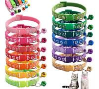 14 Pcs Cat Collar with Bell, Adjustable 19-32cm Cat Collars, Safety Quick Release Kitten Collar, Reflective Cat Collar, Pet Supplies for Go Out, Anti Lost (Random Color)