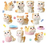 14 Pcs Cat Figurines Cute Miniature Figures Mini Cat Cake Toppers Moss Landscape Waterproof Resin Kitten Garden Miniature Terrarium Figurines for Garden Home Party Cake Decor Supplies (Cute Style)