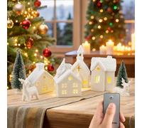 14 Pcs Ceramic Christmas Village Sets,Christmas Decorations Indoor,Xmas Village Buildings House Decor,Perfect for DIY Display or Gift