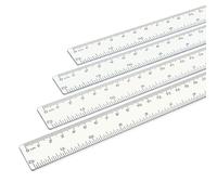 14 Pcs Clear White Plastic Ruler Set 30 cm (12 Inch), Straight Edge Shatterproof Transparent Design, Dual-Scale Metric/Imperial for Office School Study Measuring Tool