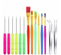 14 Pcs Cookie Decorating Tools Set Fondant Cake Decorating Brushes Scribe Cookie Tool Sugar Stir Needle Baking Elbow and Straight Tweezers for Sprinkles Supplies for Fondant