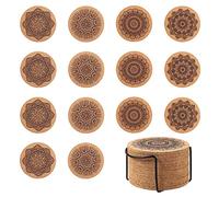 14 pcs Cork Coaster, Wooden Thick Cork Drink Coasters, Drink Placemat Plain, Coffee Tea Cup Mat for Coffee,Tea, Drink, Tableware, Dish, Cup, Bowl