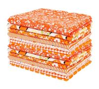 14 Pcs Cotton Fabric 50 x 50cm 7 Designs Cotton Fabric Bundle, Precut Easter Bundle Quilting Craft for DIY Crafts, School Projects Patchwork Works, Doll Clothes, Bags and Home Decorations(Orange)