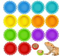 14 PCS Crested Gecko Food Bowls Water Feeding Cups Colorful Water Cup Reusable Small Reptile Feeding Dishs Lizard Food Dish Silicone Tank Accessories for Tarantula Lizard Small Pet