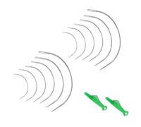 14 Pcs Curved Needles Kits, 2" to 5" Curved Hand Sewing Needles, for Repairing Carpet Leather Canvas Weaving Crafts, Including 2 Fish Mouth Sewing Machine Needle Threader