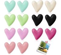 14 Pcs Cute Heart Magnets - 7 Colors, Strong Holding Power for Refrigerator, Locker, Whiteboard & Cabinet