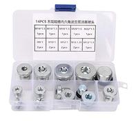 14 Pcs Drain Plug Hex Socket Oil Pan Drain Nut Set, Flange Drain Bolt with Multiple Thread Sizes, for Automotive Oil Change, Machinery Maintenance and Plumbing Repair
