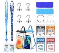 14 Pcs Essentials Accessories Kit Must Haves with Retractable Lanyards for Ship Card, Luggage Tags Holder, Towel Bands, Waterproof Phone Pouch, Magnetic Hook for Major Cruise Lines
