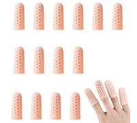 14 Pcs Finger Protectors, Silicone Cots for Cracked Skin | Breathable Finger Bandage Covers with Holes, Reusable Cuttable Thumb Guard for Nail Biting, Cooking and Daily Tasks
