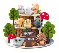 14 Pcs Forest Animals Birthday Cake Set Squirrel Owl Pine Decorations Party Decorations Baby Cake Decorations Birthday for Boys Girls