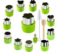 14 Pcs Fruit Vegetable Cookie Cutters Shapes Sets Stainless Steel Food Mini Pie Cookie Stamps Mold for Kids Baking,Bento Box and Decorating Tools