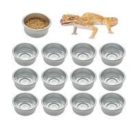 14 Pcs Gecko Food Cups, Crested Gecko Food Dish, 0.5oz Metal Reptile Feeding Cups, Feeder Ledge Accessories Supplies for Crested Gecko, Lizard, Tarantula and Small Pet