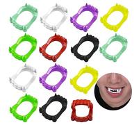 14 PCS Halloween Demon Teeth Gnarly Fake Teeth,Plastic Funny Dentures Vampire Fangs Glow in The Dark Teeth for Halloween Costume Play Party
