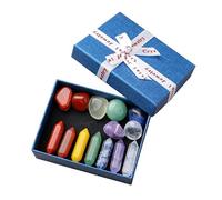 14 PCS Healing Crystals Kit Gift Set, 7 Chakra Hexagonal Crystal Wands & Mixed Natural Gem Stones, Reiki Polished Stones, Crystal Points Gemstone for Meditation Reiki Chakra Balancing Home Decor Gift