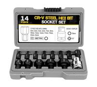 14 Pcs Hex Bit Socket Set 3-24mm Allen Key Wrench Head Tool Ratchet Inch Drive Screwdriver Hex Bit Socket