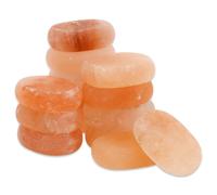 14 Pcs Himalayan Salt Massage Stone Pink Crystal Hand-Carved Stone for Massage Therapy and Deodorant Flat Oval Hot Cold Stones for Spa Relaxing Healing, 9 x 6.5 cm