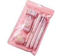 14 Pcs Kawaii Stationery Set, Multi-color Pens, Correction Tape, Erasers, Pink Sakura and Blue Astronaut Supplies, 4.7 x 8.5 in / 12 x 21.5 cm Kits for Graduation Gift