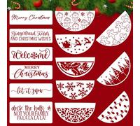 14 Pcs Large Christmas Stencils for Painting, Reusable Half Round Drawing Stencil Merry Chirstmas Let It Snow Xmas Holiday Stencil for Painting on Wood Sign Porch Door Hanger Home Décor-15X30cm