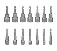 14 pcs Magnetic Socket Set for Drill, 6mm to 19mm Hex Nut Driver Set, Nut Setter Drill Bits Socket Wrench for Bolts and Nuts Removal Tool, 1/4 inch Hex Shank, Metric