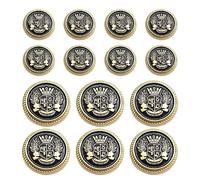 14 PCS Metal Blazer Button Set,15 mm and 23mm Gold Buttons for Sewing Vintage Buttons,for Blazer,Suits,Sport Coat,Uniform,Jacket (Black Gold)