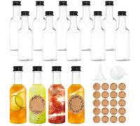 14 PCS Mini Liquor Bottles Reusable 50ml/1.69 oz Empty Spirit Bottles, Miniature Alcohol Bottle s with Black Lid and Liquid Funnel, Plastic Bottle with 20 Stickers for Weddings Parties Events