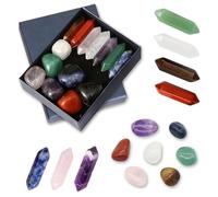 14 PCS Natural Crystals and Gemstones Set, Healing Crystals Kit, Gemstones Spiritual Gifts for Women Men, Emotional Support Gemstone Gift Set for Meditation, Crystal Therapy, Anxiety Relief, Yoga
