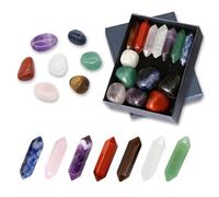 14 PCS Natural Crystals and Gemstones Set, Healing Crystals Kit, Reiki Gemstone Wand Set, ChakraCrystals for Meditation Crystal Therapy Anxiety Relief Balancing Yoga, Crystal Gifts for Women, Men