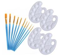 14 PCS Paint Palette Set,4 Pcs Pallet and 10 Pcs Paint Brushes,Acrylic Paint Palette,Paint Pallet for Watercolor Acrylic Oil Gouache or DIY Party