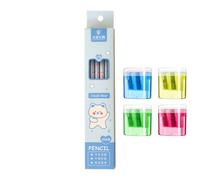 14 Pcs Pencil Sharpener, 4 Colors Manual Pencil Sharpener with Container, Includes 4 Sharpeners and 10 Pencils, Double Holes and Lid, Compact Pencil Sharpener for School, Home and Office