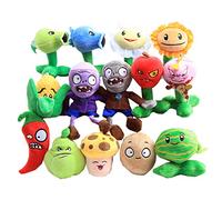 14 Pcs Plants Vs Zombies Plush Toys Pvz Grey Zombie Watermelon Flowers Peashooter Plushies Soft Stuffed Dolls Gift 9-16cm