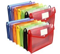 14 Pcs Plastic Wallets A4 Plastic File Folders for Documents with Snap Closure Envelope File Folder Document Organizer for Receipts Waterproof Accordion Files Organizer for Office Home Storage