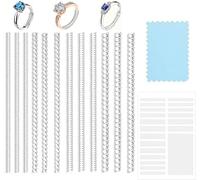 14 PCS Ring Size Adjuster For Loose Rings, Ring Sizer UK, Invisible Ring Size Adjuster Set, Ring Spacer, Invisible Tightener Transparent Resizer with Polishing Cloth
