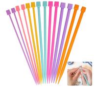 14 PCS Short Knitting Needle Set 4-10mm, Knitting Needle Set, Straight Knitting Needles for Children and Beginners Adults, Lightweight Knitting Needles, Colourful, Single Point, Plastic