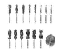 14 Pcs Stainless Steel Wire Bore Brushes Set with 1/4 Inch Hex Shank Handle for Power Drill Cleaning, Washing & Polishing Tools