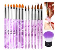 14 PCS UV Gel Nail Brush Set, EBANKU Nail Art Tips Builder Brush Nail Painting Brush Pen Nail Art Dust Remover Brushes Powder Nail Art Design for Women Girls