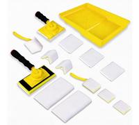 14 Pcs Walls Paint Edger Tool Professional Paint Edger Yellow Kit Edge Painting Set 4 Shape Trim Pads 7"+4"+1"+V-Corner with 9 Refills 360° Rotating Handle and 7" Tray for Corners Walls and Ceilings