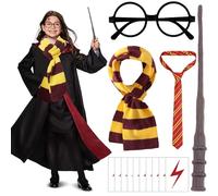 14 Pcs Wizard Costume Accessories Set, Harry Cosplay Kit With Magic Wand, Tie, Scarf, Glasses, Tattoo Sticker - Outfit for Girls Boys, Dress Up Day, World Book Day, Halloween-B
