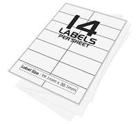 14 Per Page/Sheet, 10 Sheets (140 Sticky Label), iSOUL White Blank Matt Self-Adhesive A4 Address Shipping Labels Stickers, Laser Inkjet Compatible L7163/J8163 Printer Paper, 99.1 X 38.1 mm JAM Free