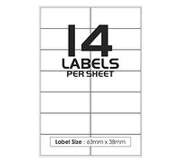 14 Per Page/Sheet, 25 Sheets (350 Sticky Label), iSOUL White Blank Matt Self-Adhesive A4 Address Shipping Labels Stickers, Laser Inkjet Compatible L7163/J8163 Printer Paper, 99.1 X 38.1 mm JAM Free