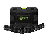 14 Piece 1/2" Drive Impact Socket Set - Metric Shallow 6-Point Sockets with Heavy Duty Storage Case for Workshop, Garage, Automotive Repair (10-27mm)