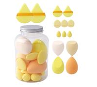 14-Piece Cosmetic Puff & Makeup Sponge Set - Triangle, Mini Finger, Egg Sponges for Foundation/Juego de 14 Esponjas y Puffs de Maquillaje para Base (Yellow)