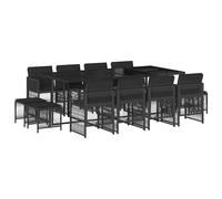 vidaXL 9 Piece Garden Dining Set with Cushions Mix Beige Poly Rattan