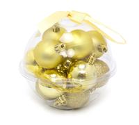 14 Piece Gold Mini Christmas Tree Bauble Box | Xmas Hanging Balls Christmas Tree Ornaments Decorations | Set Of Baubles