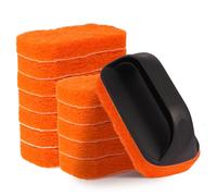 14-Piece Griddle Cleaning Kit for Blackstone and Camp Chef, Non-Scratch Scouring Pads for Cleaning Kitchen, Bathroom, Flat Top Grill Cleaning Kit with 13 Griddle Scrubber Pads with 1 Upgraded Handle