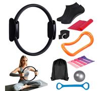 14-Piece Pilates Set, Pilates Ring Set, Pilates Essential Kit with Yoga Ball, Pilates Ring, Resistance Band, Yoga Strap, Pilates Grip Socks, Pilates Set for Home, Pilates Ring Circle Set for Fitness