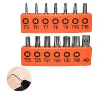 14 Piece Tamper Resistant Star Bit Set, T5 T6 T7 T8 T9 T10 T15 T20 T25 T27 T30 T35 T40 AD Security Torx, Precision Hand Tools Accessories, Electronics, Appliances Metric Screwdriver Kit